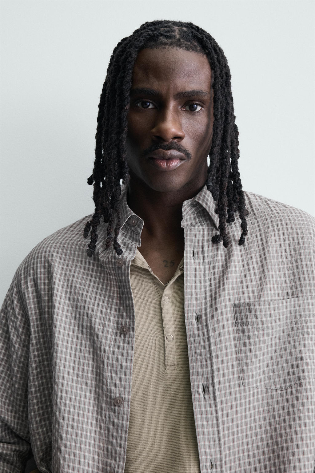 CAMISA CUADROS TEXTURA / Blanco / Granate - Zara фото 5