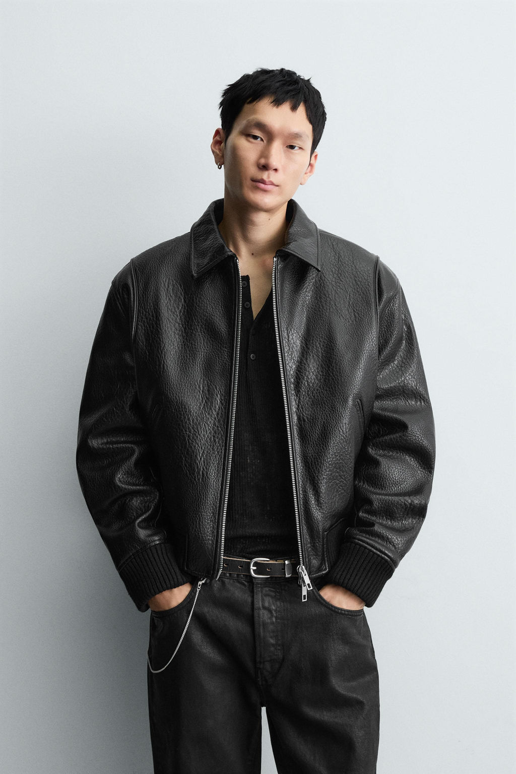 QUILTED FAUX LEATHER JACKET
