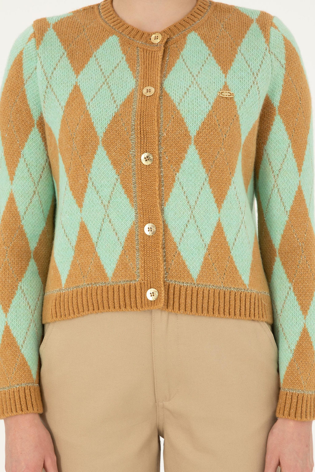 Женский кардиган из меланжевого трикотажа светло-коричневого цвета Неожиданная скидка в корзине - U.s. polo assn фото 6