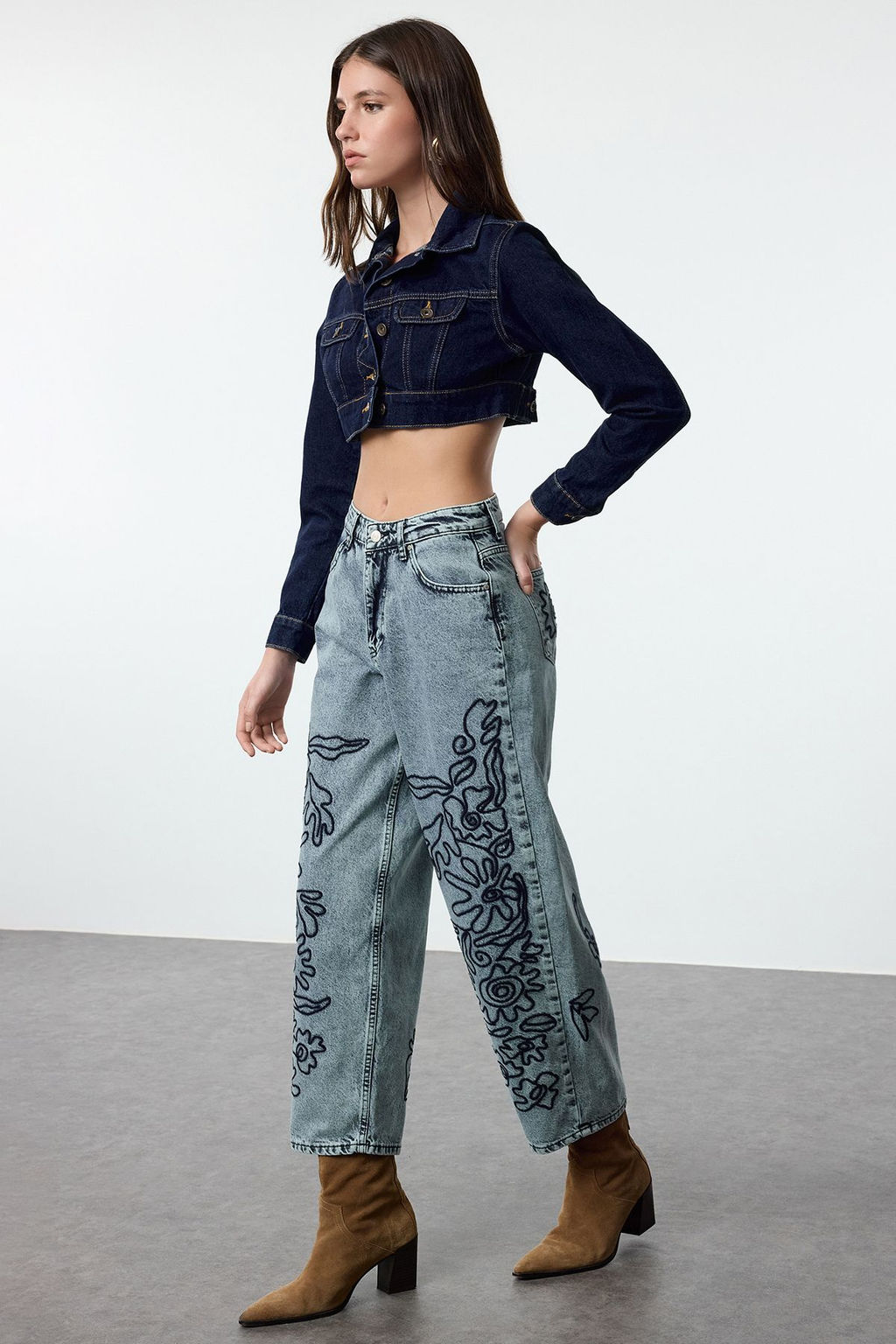 Mavi Nak?sl? Yuksek Bel Baggy Jeans TWOAW25JE00224 - Trendyolmilla фото 3
