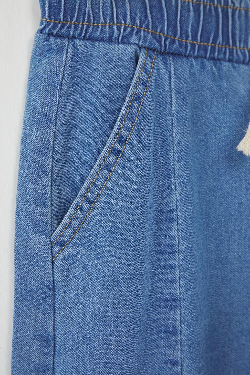 Ac?k Mavi K?z Cocuk %100 Pamuk F?rf?rl? Ispanyol Paca Lastikli Denim Pantolon TKDSS25PL00010 - Trendyolmilla фото 4