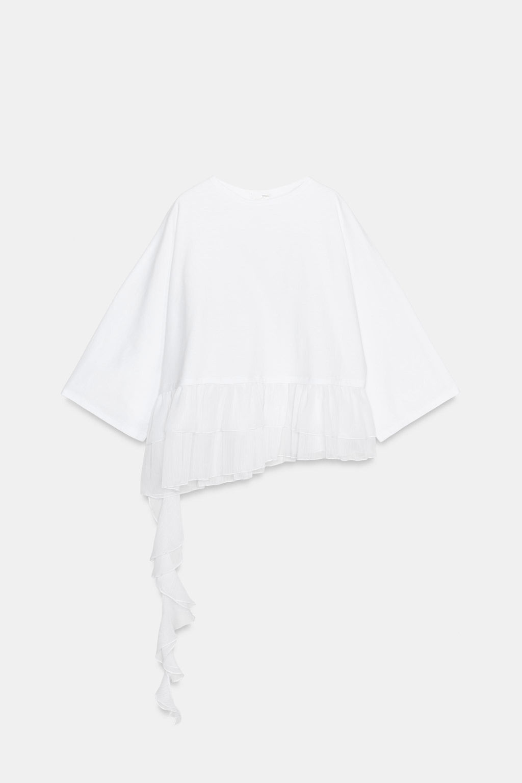 CAMISETA COMBINADA VOLANTES / Blanco - Zara фото 8