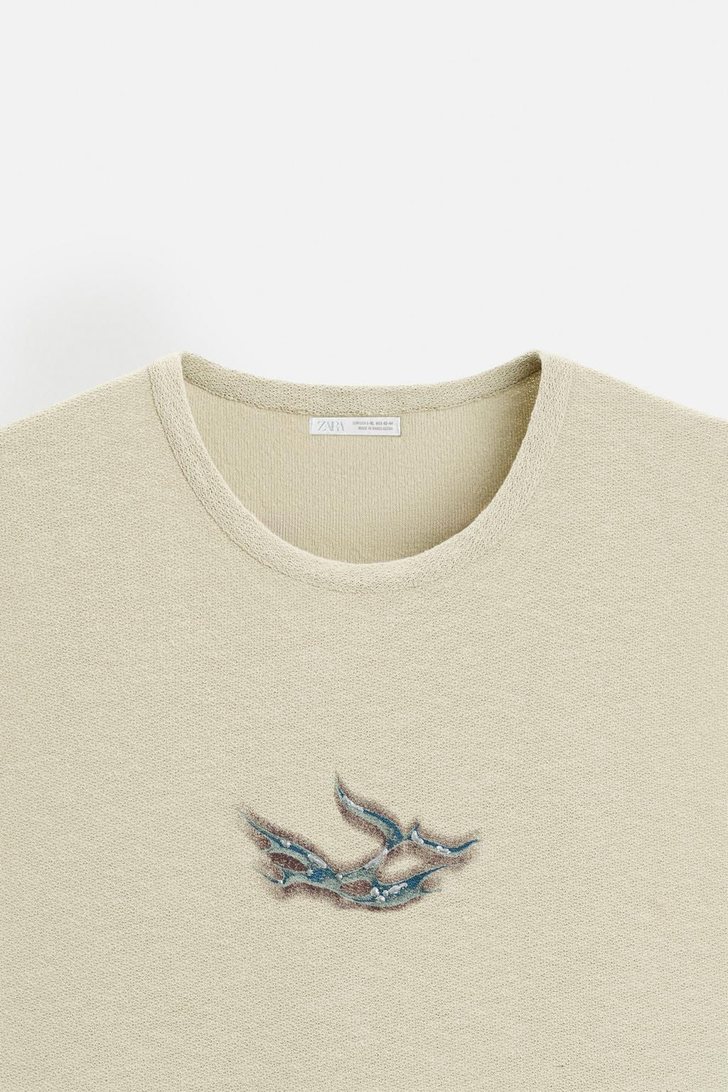 RAISED PRINT KNIT T-SHIRT - Zara фото 8