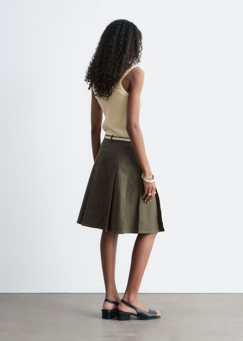 Falda midi plisada de algod?n - H&m фото 7