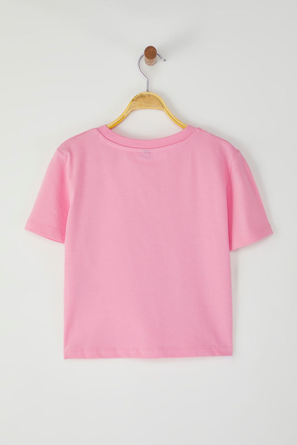 TRENDYOLMILLA Pembe Fiyonk Detayl? Crop K?sa Kollu Orme T-Shirt TWOSS24TS00248 фото 17