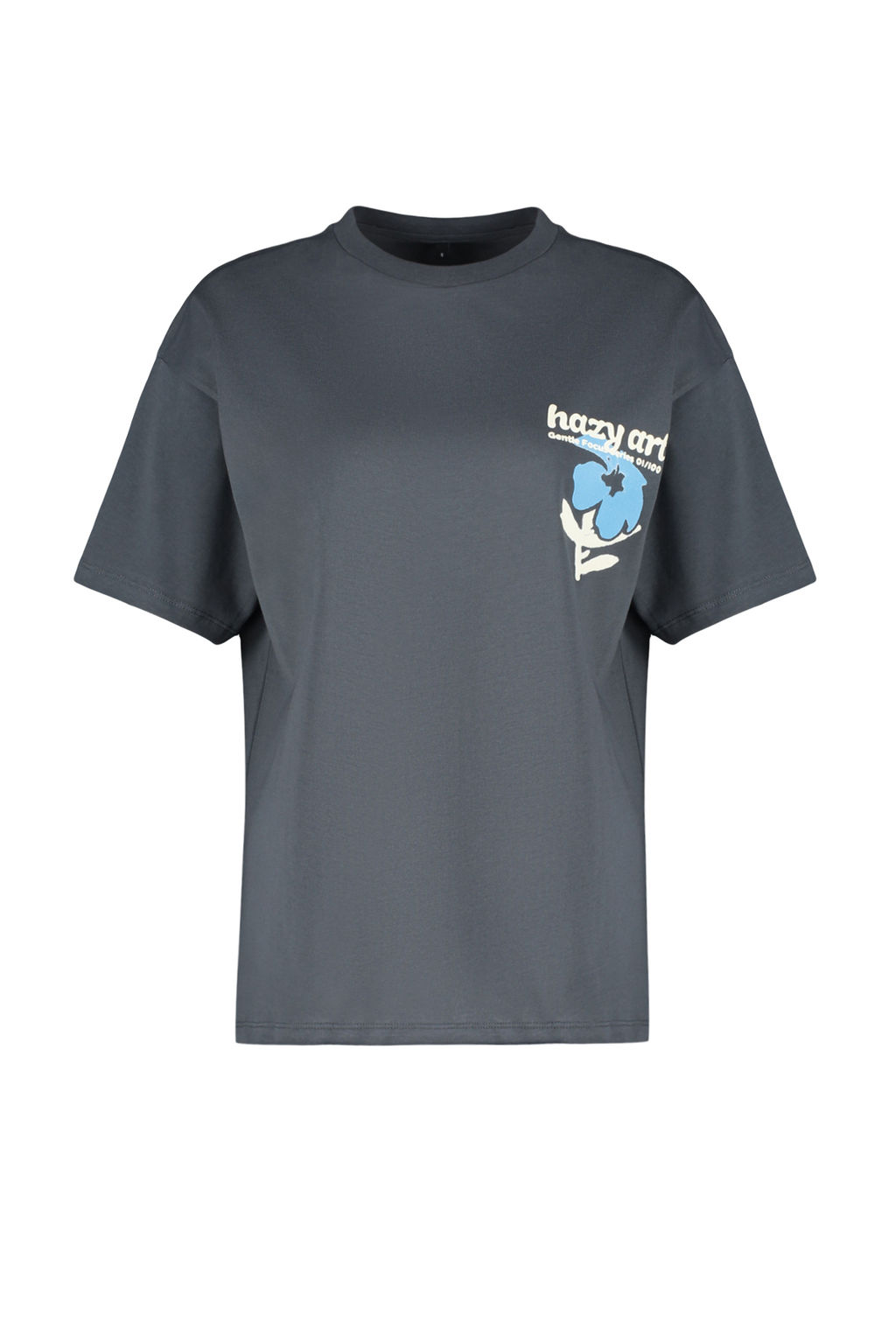 TRENDYOLMILLA Antrasit %100 Pamuk S?rt ve On Oversize/Genis Kal?p Orme T-Shirt TWOSS24TS00056 фото 7