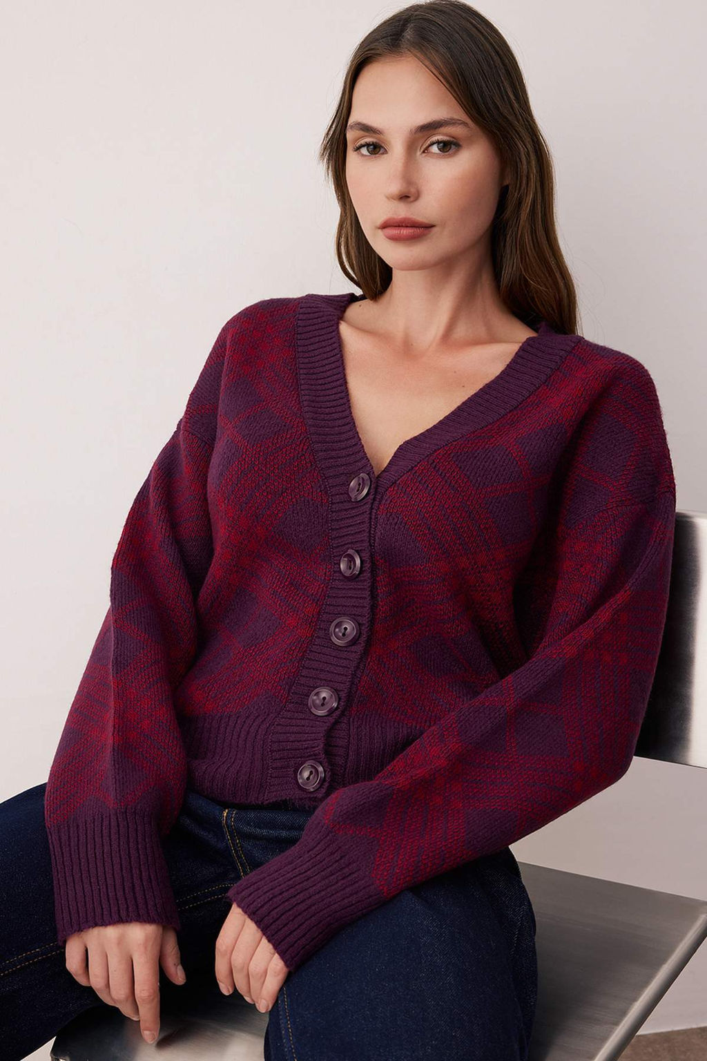 Murdum Yumusak Dokulu Baklava Desenli V Yaka Triko H?rka TWOAW26HI00229