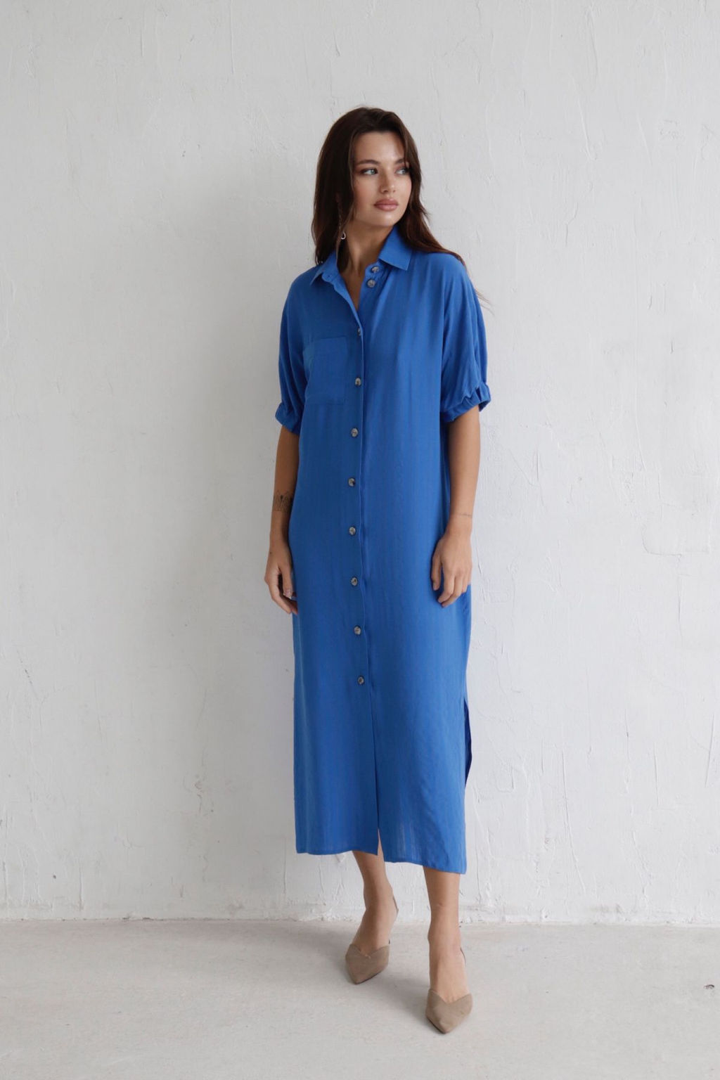 Платье-рубашка с объёмными рукавами - Martichelli фото 2