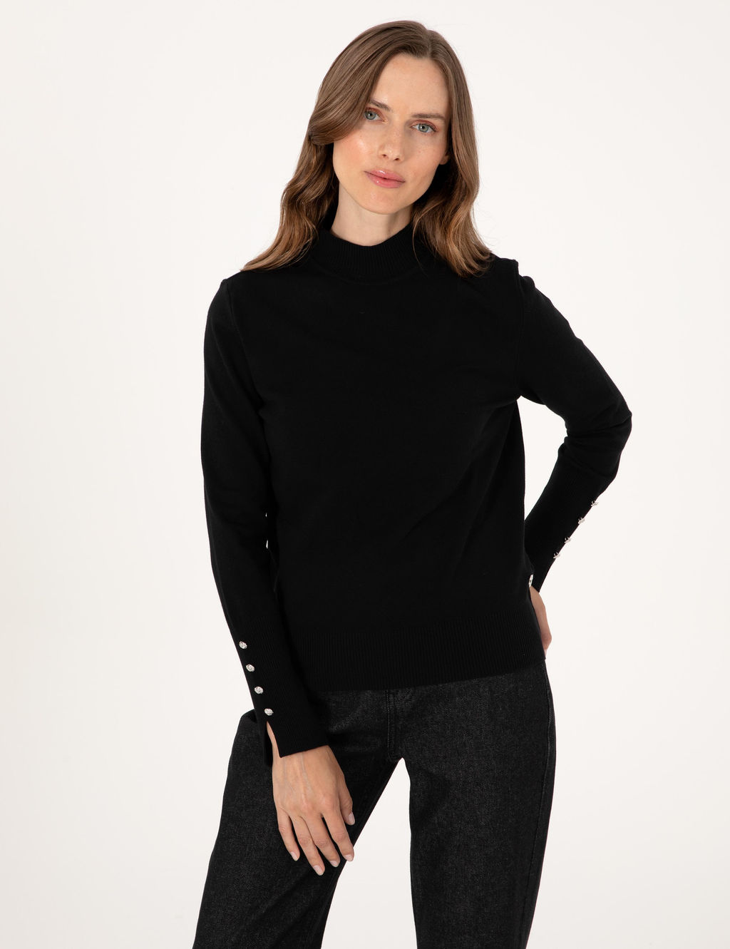 Siyah Slim Fit Basic Kazak - Pierre cardin фото 3