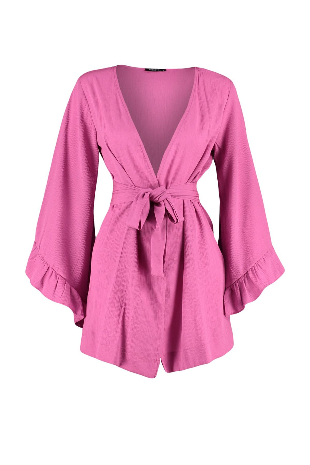 Pembe Kusakl? Dokuma Volanl? Mini Plaj Kimono&Kaftan TBESS21KM0002