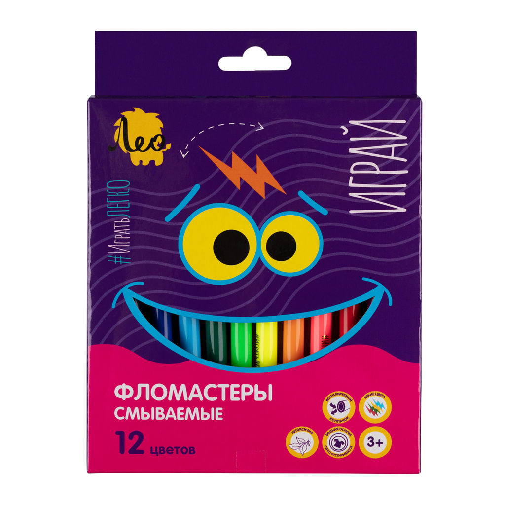 Лео Играй Фломастеры смываемые LPFP-12 12 цв