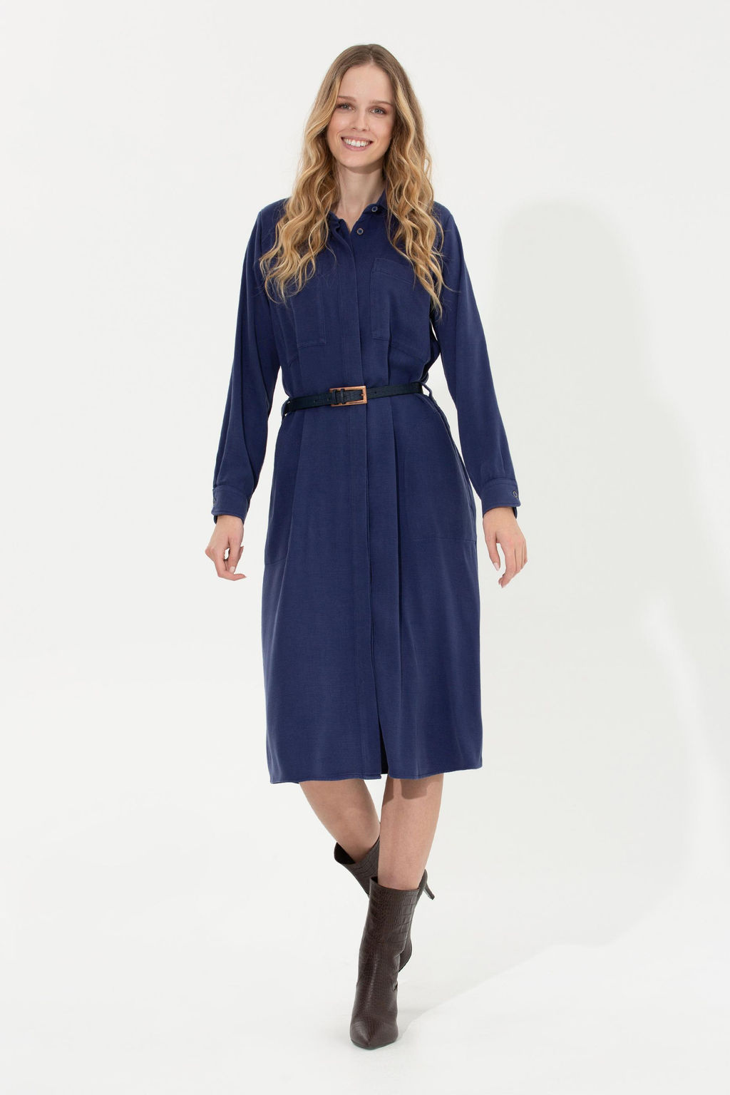 Женское синее тканое платье Неожиданная скидка в корзине - U.s. polo assn фото 8