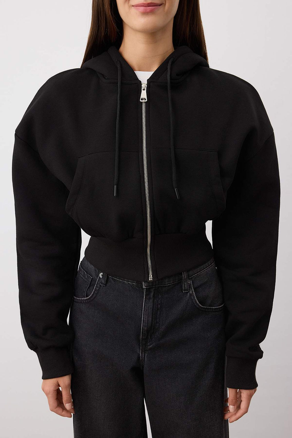 TRENDYOLMILLA Gri Melanj Regular/Normal Kal?p Kapusonlu Kal?n ici Polarl? Orme Sweatshirt TWOAW25SW00068 фото 13