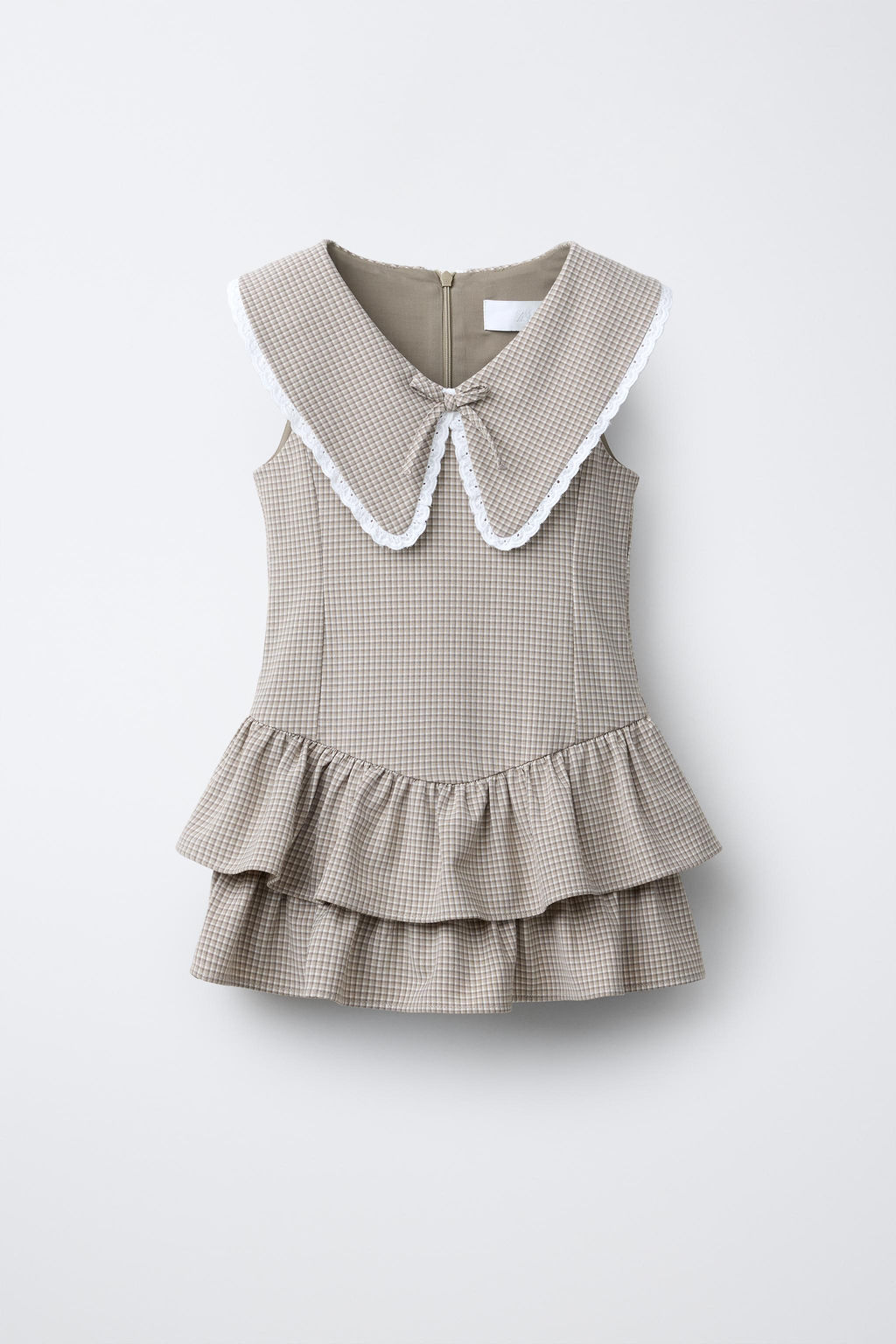CHECK DRESS WITH RUFFLES AND LACE TRIM - Zara фото 7