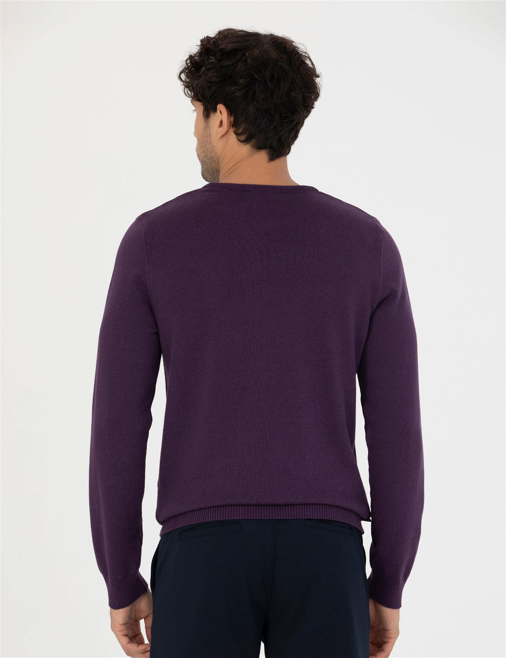 Mor Slim Fit Bisiklet Yaka Basic Triko Kazak - Pierre cardin фото 5