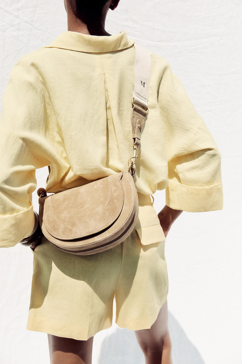 LEATHER DOUBLE STRAP CROSSBODY BAG