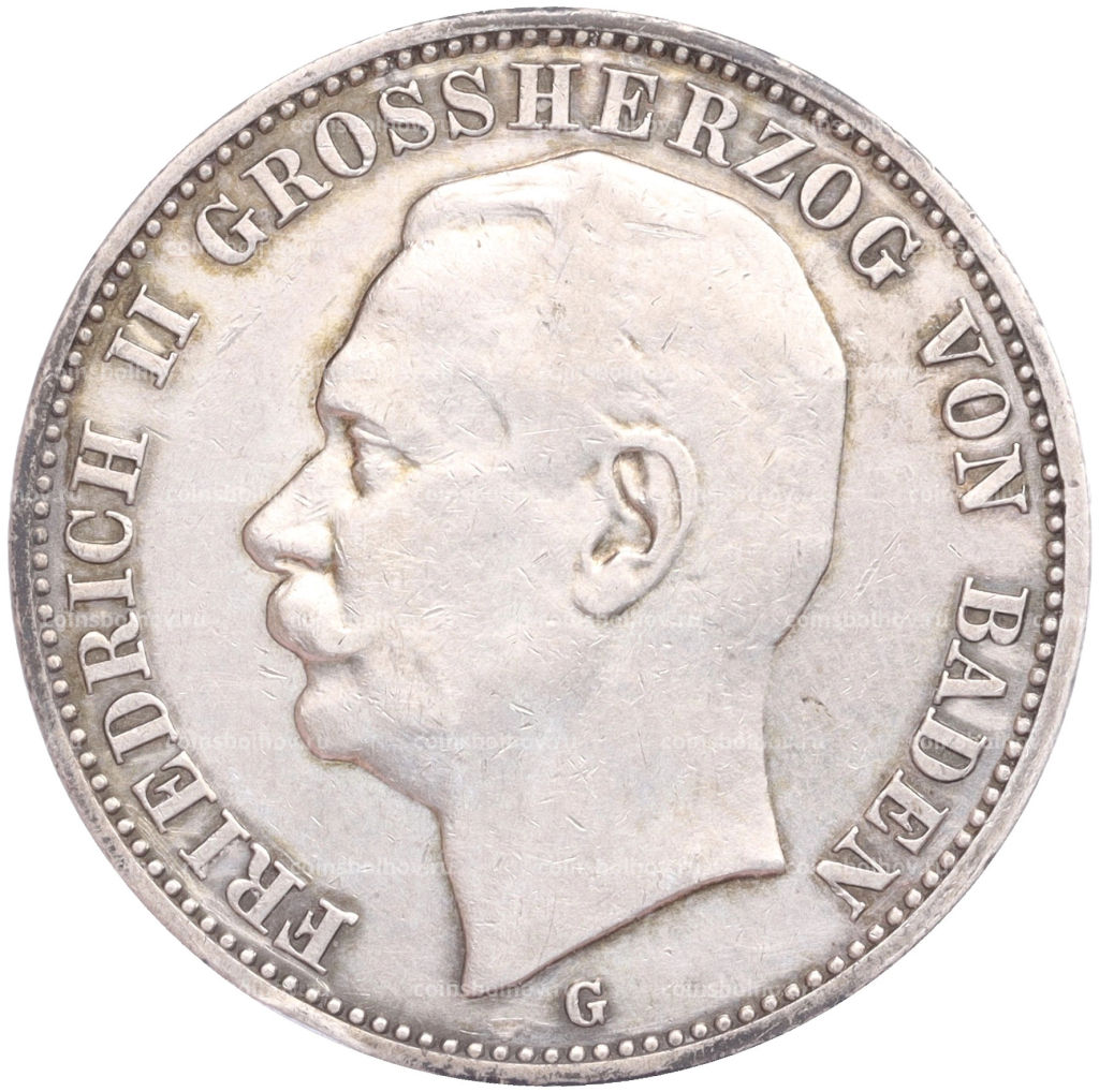 Монета 3 марки 1909 года G Германия (Баден)