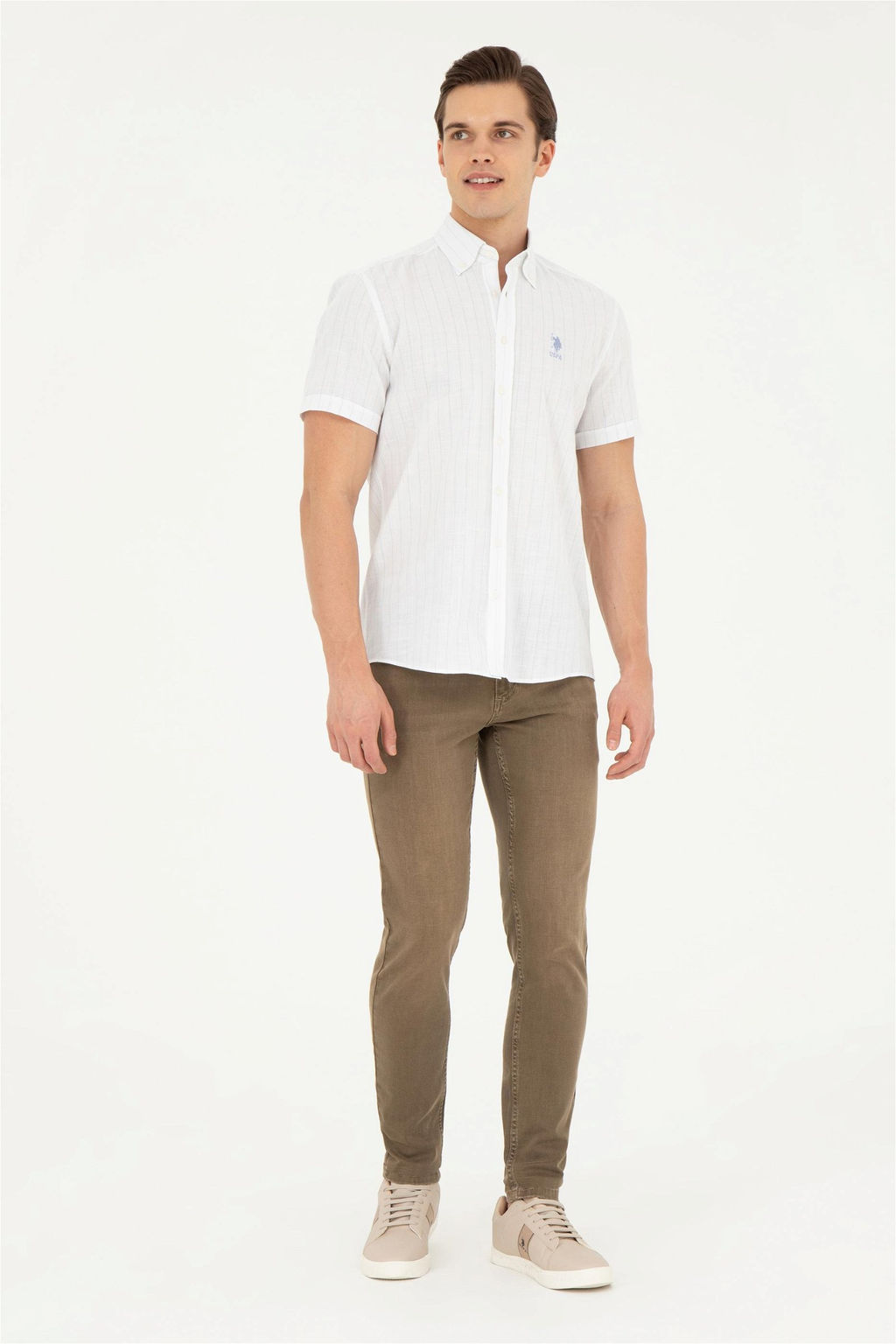 Мужская синяя рубашка с коротким рукавом - U.s. polo assn фото 4