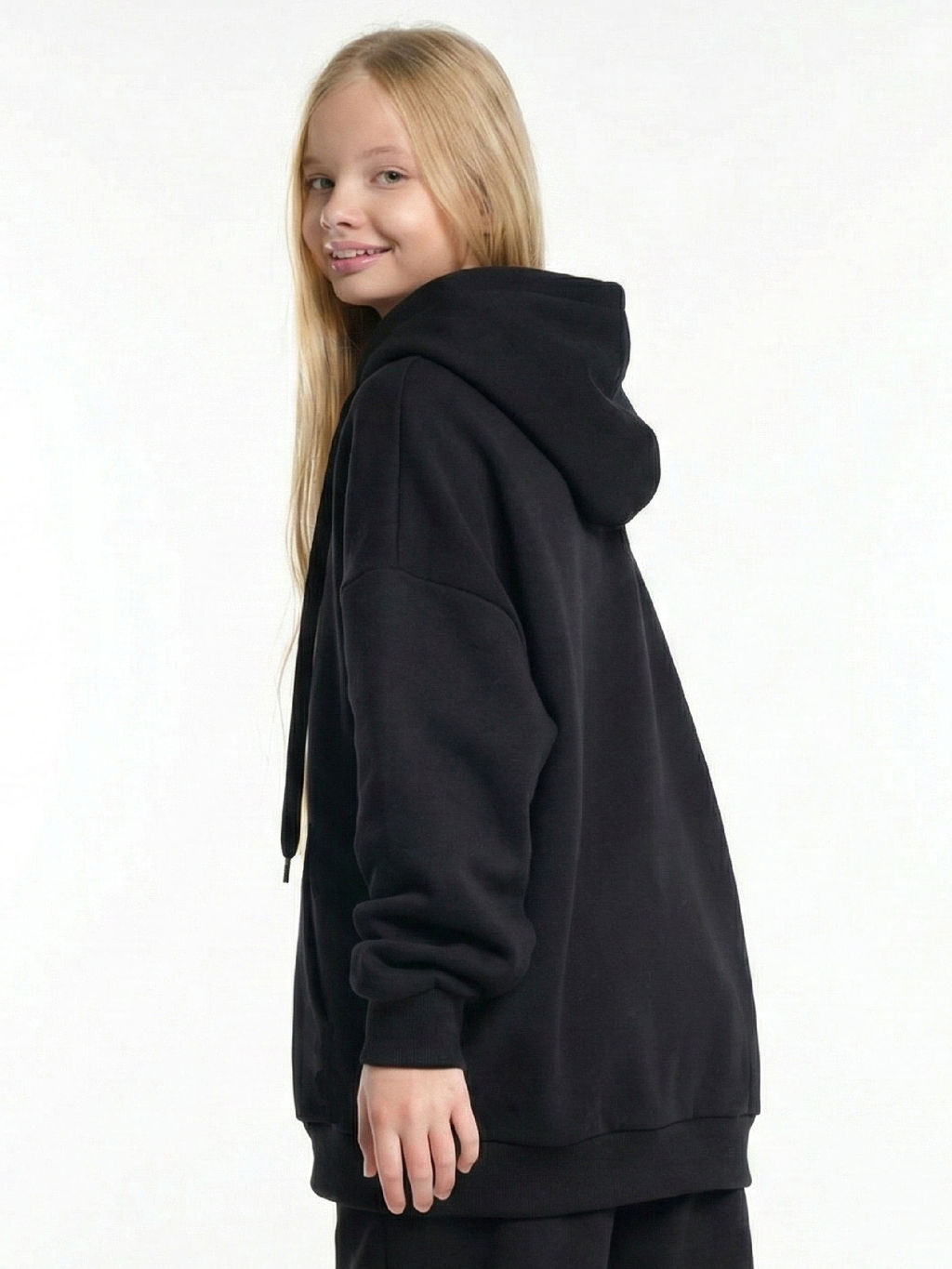 Толстовка худи с принтом 22-5264 черный - Mini maxi фото 6