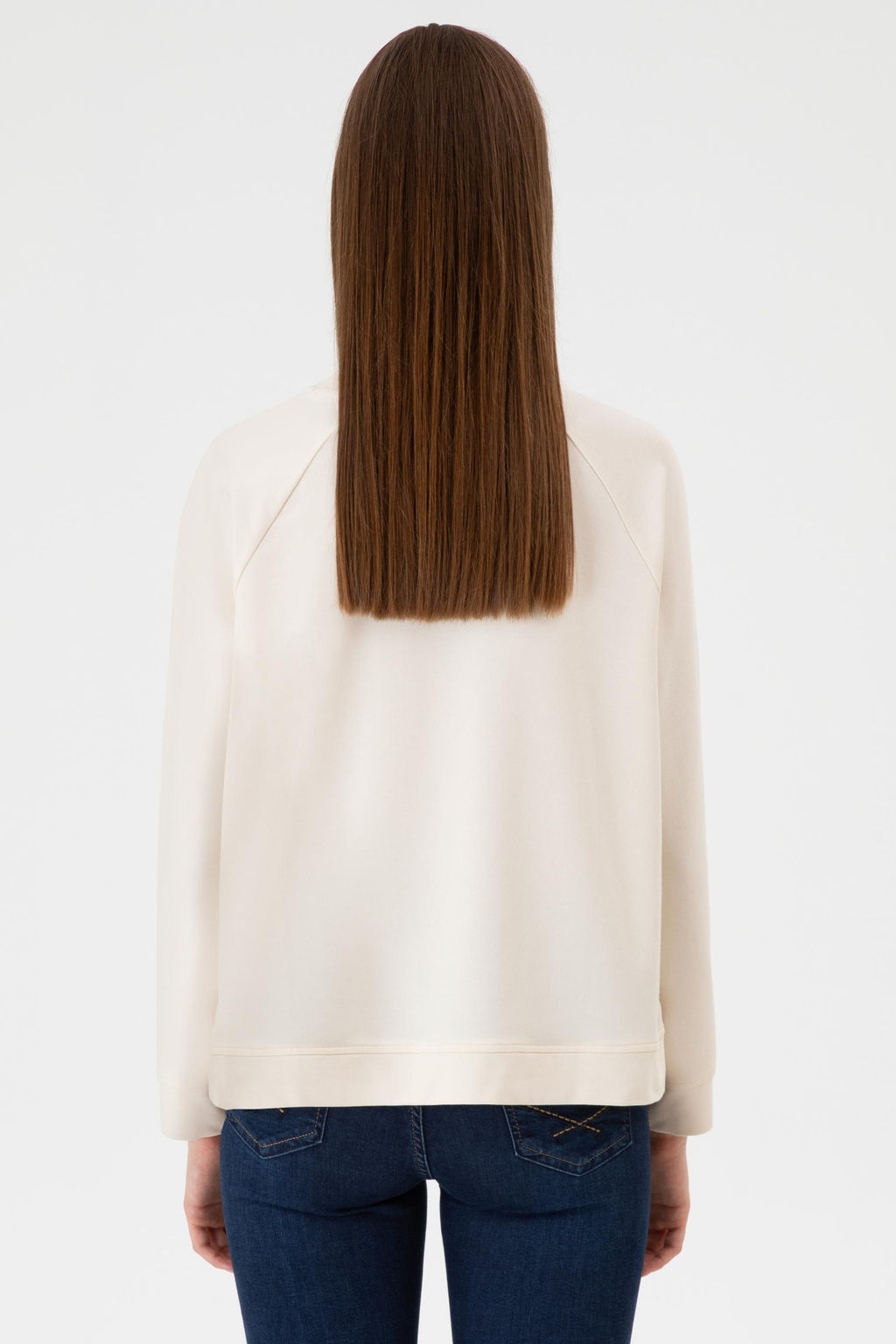 Kad_n Krem Regular Bisiklet Yaka Basic Sweatsh_rt