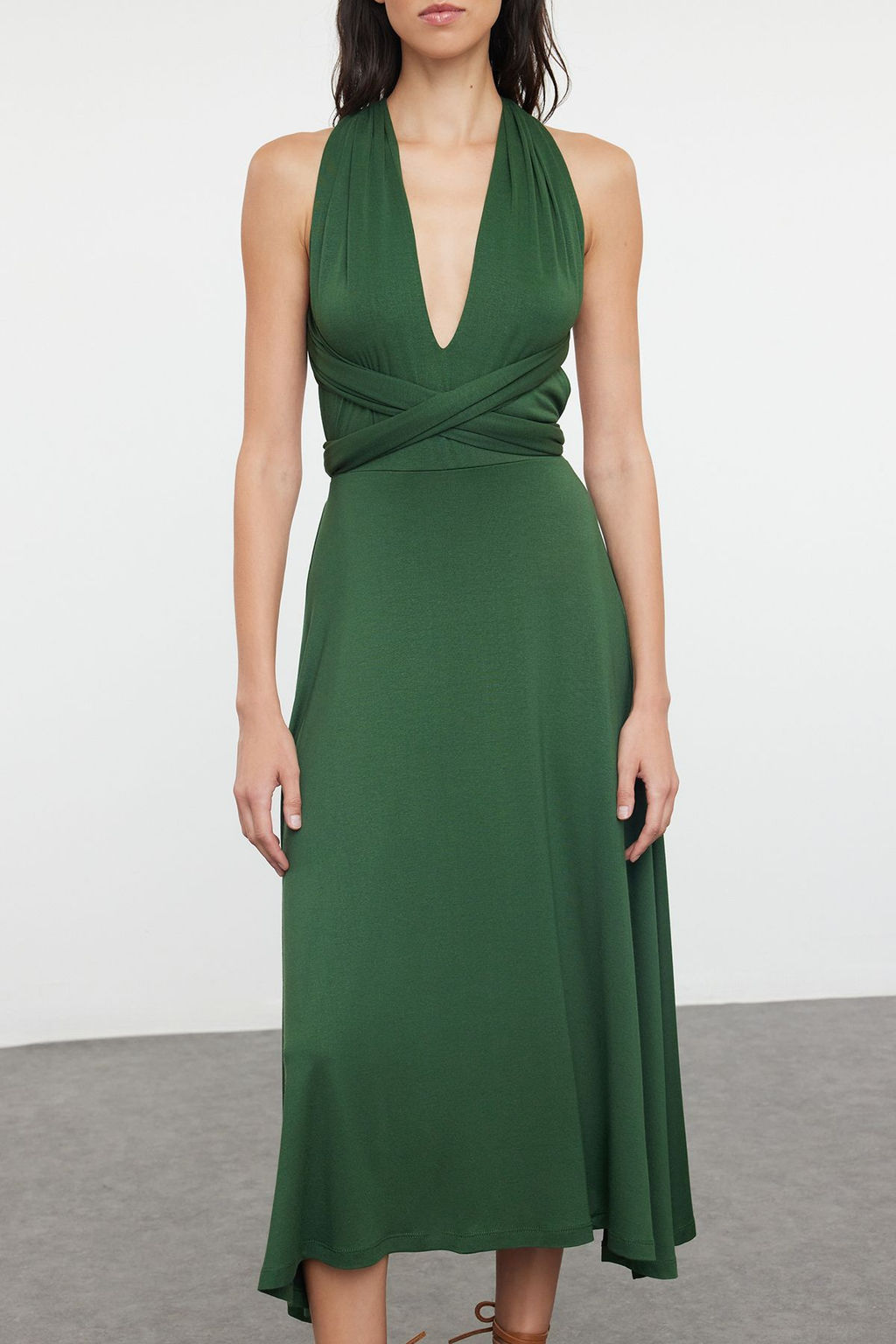 TRENDYOLMILLA Ekru Midi Orme Baglamal? Plaj Elbisesi TBESS24EL00162 фото 3