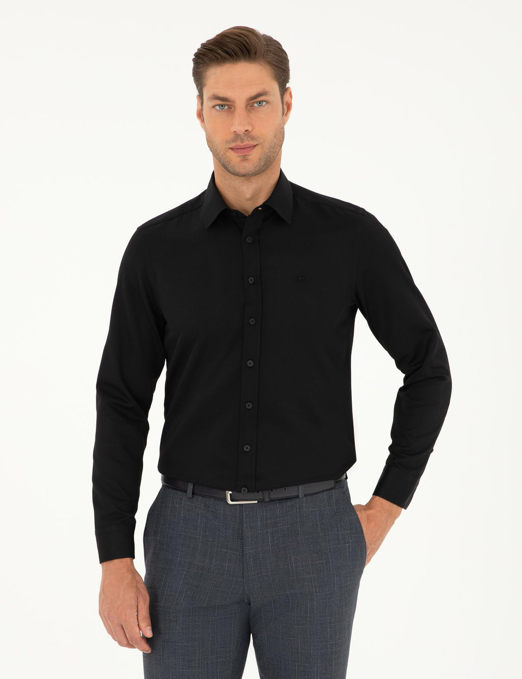 Siyah Slim Fit Arm_rl_ Uzun Kollu G_mlek