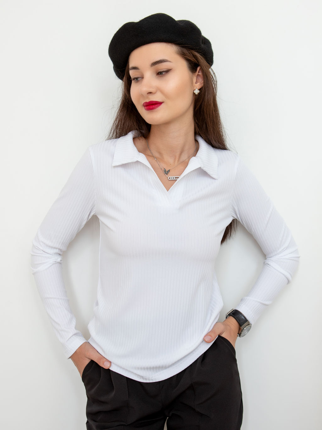 Лонгслив женский поло КФ101 Белый от фабрики Спортсоло