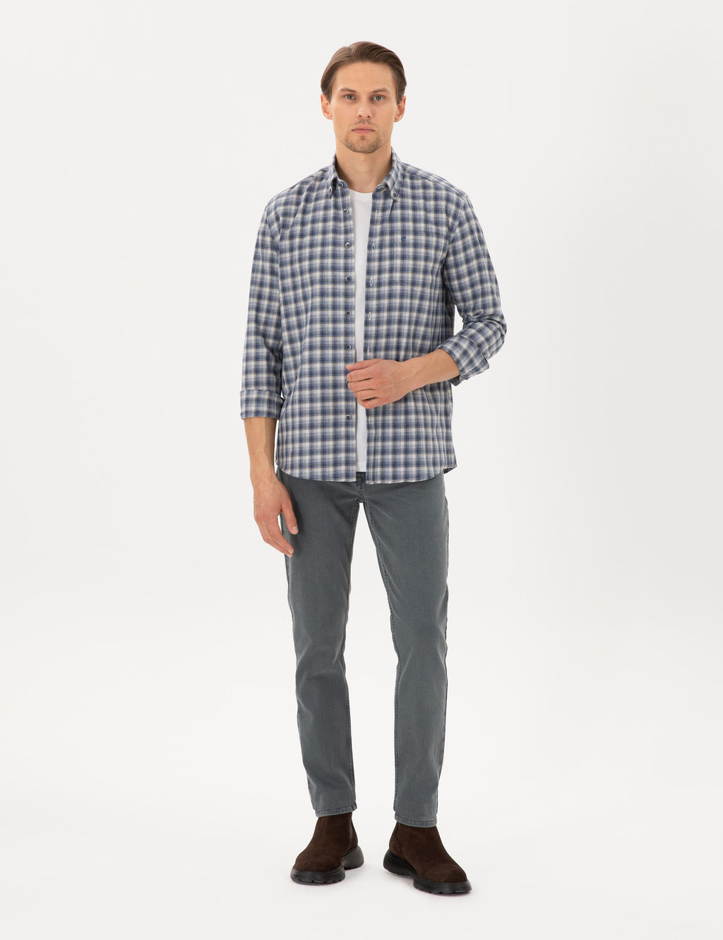 Рубашка Pierre Cardin Regular Fit синяя с длинным рукавом