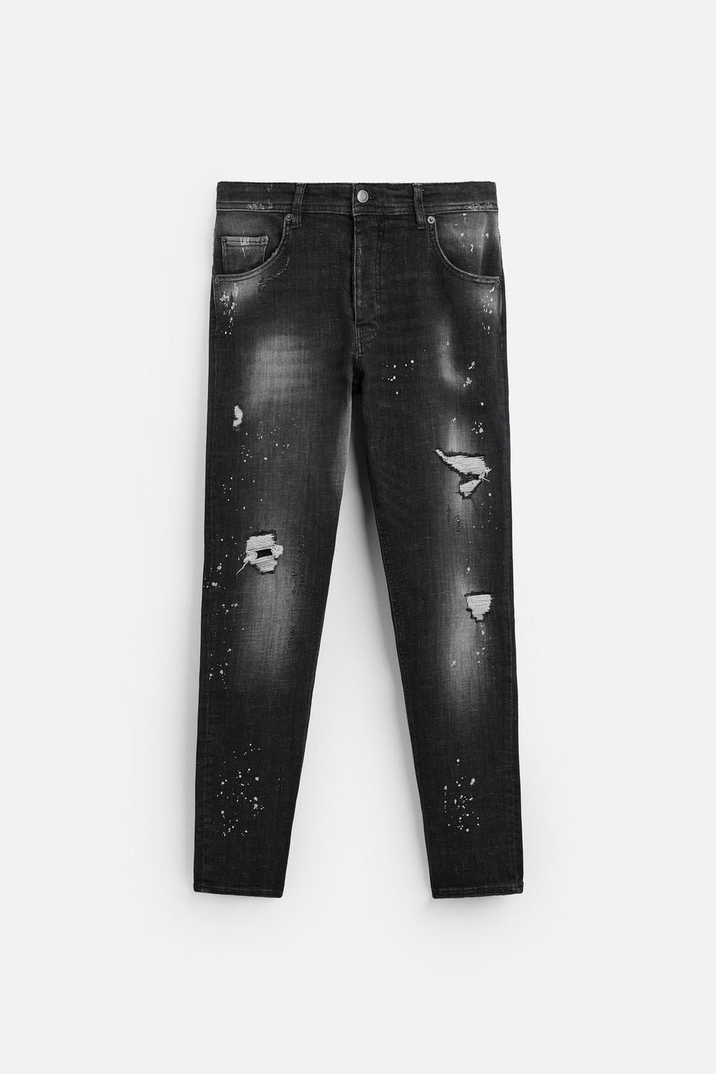 RIPPED SKINNY JEANS WITH PAINT SPLATTER - Zara фото 14