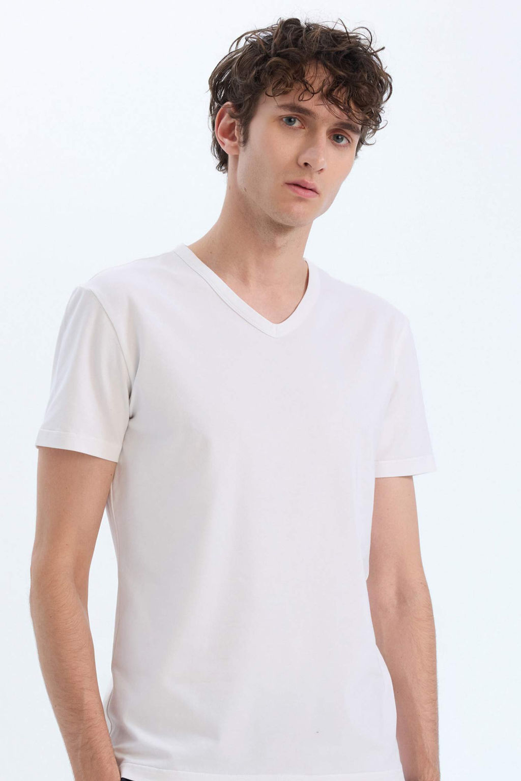 Slim Fit Dar Kesim V Yaka Basic Duz Ust - Defacto фото 4
