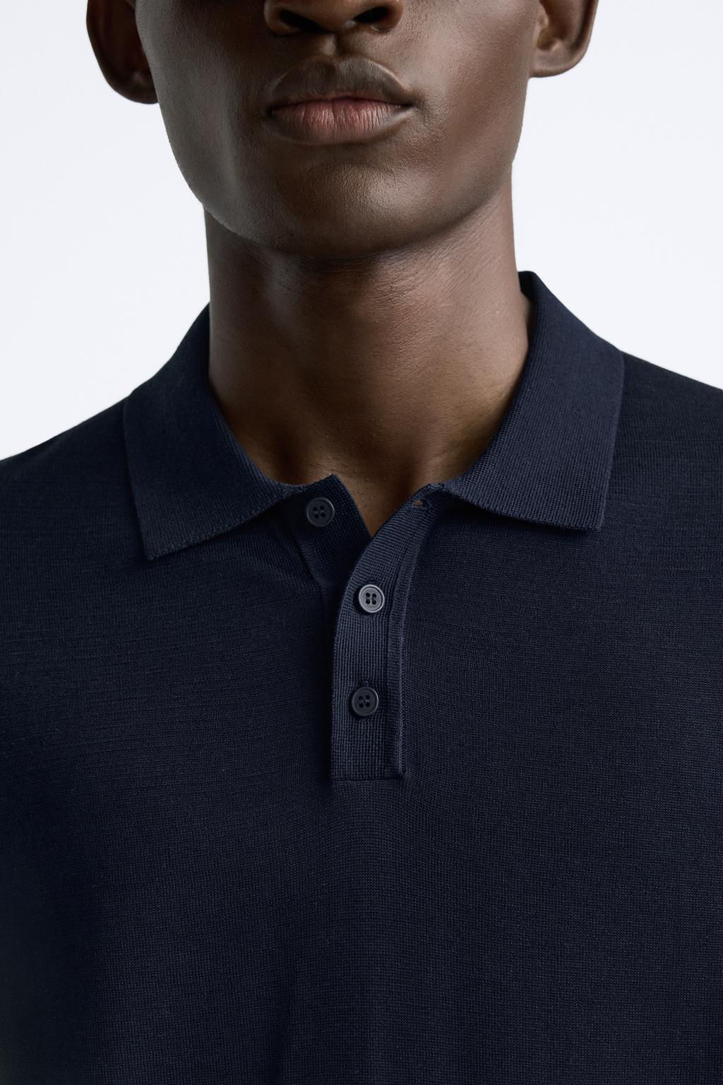 COTTON AND SILK KNIT POLO SHIRT - Zara фото 23