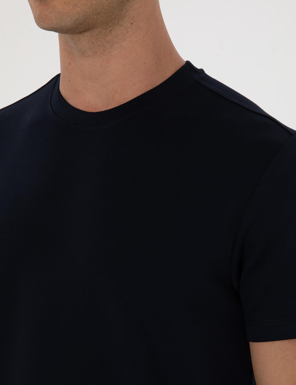 Lacivert Regular Fit Kal_n Dokulu Bisiklet Yaka Basic Ti__rt - Pierre cardin фото 7