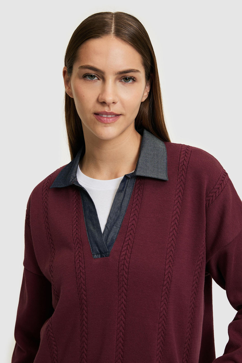 Джемпер U.S. Polo Assn VR177 бордовый из хлопка