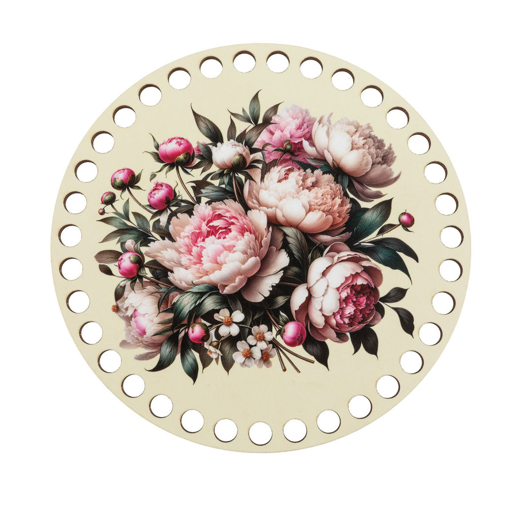 Заготовка для декорирования Love2art ДВ-02 Набор донышек для вязания Матовый фанера d 15 см х 0.4 см 2 шт 06 Пионы