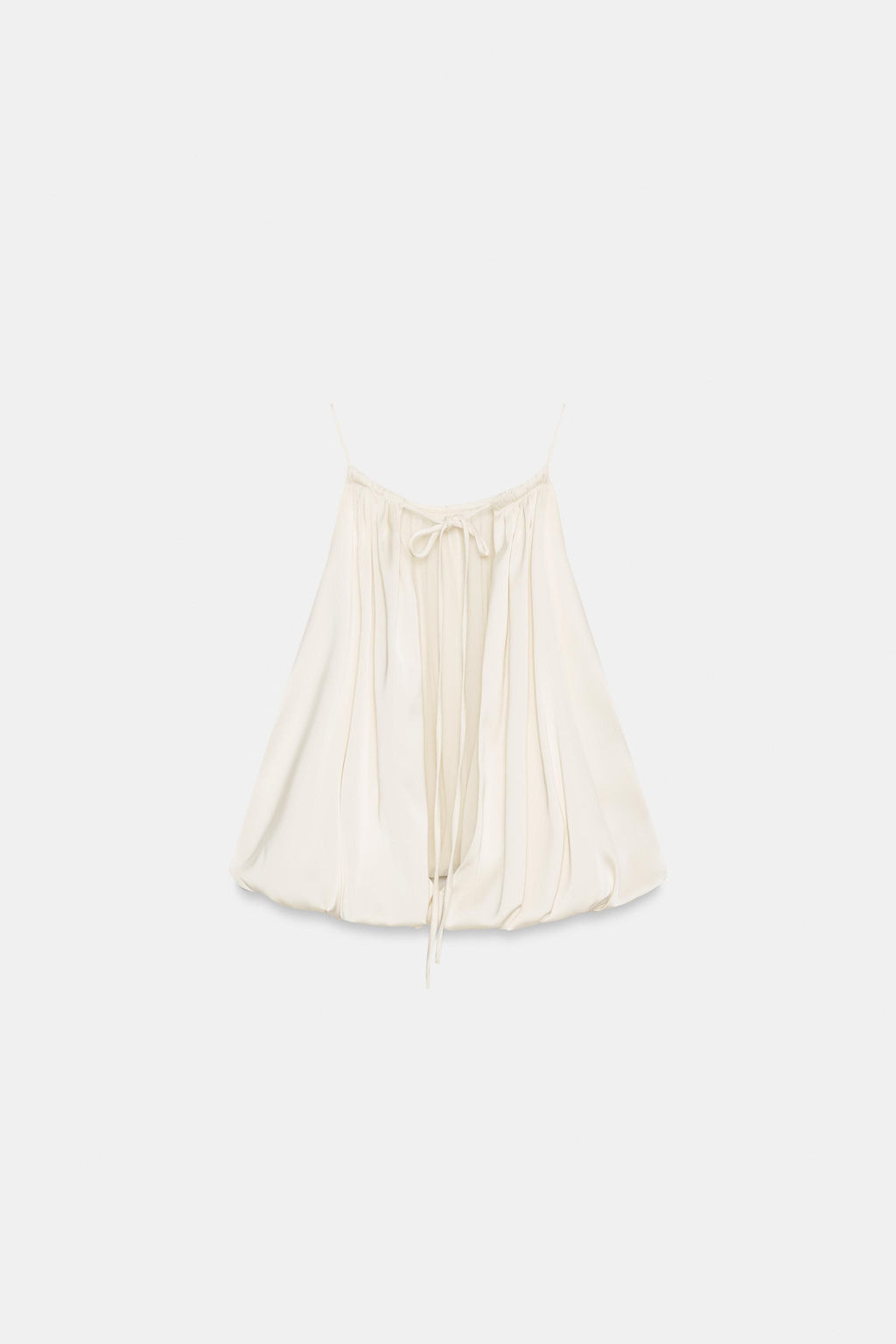 TOP CROP SATINADO HALTER GLOBO / Crema - Zara фото 7