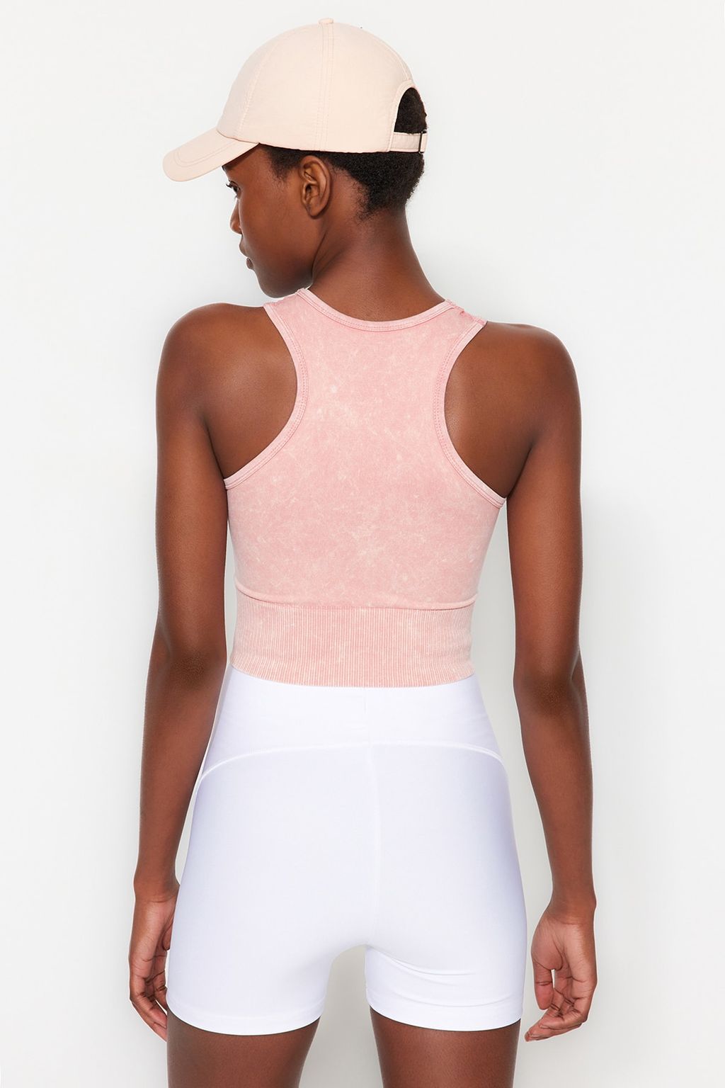 Trendyolmilla Lacivert Seamless/Dikissiz Crop Y?kamal? Halter Yaka Orme Spor Ust/Bluz THMSS23SS00004