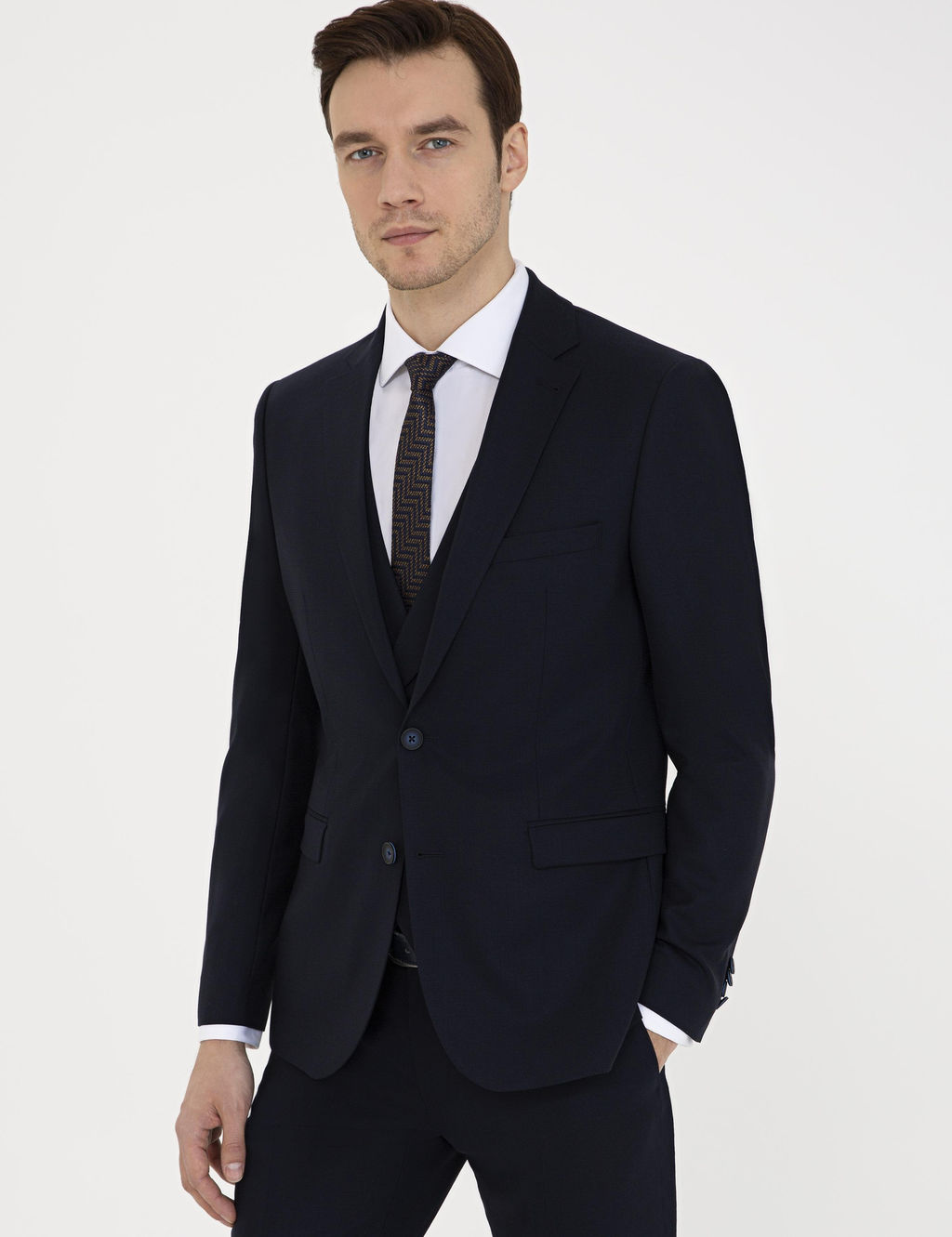 Шерстяная куртка узкого кроя темно-синего цвета - Cacharel фото 3