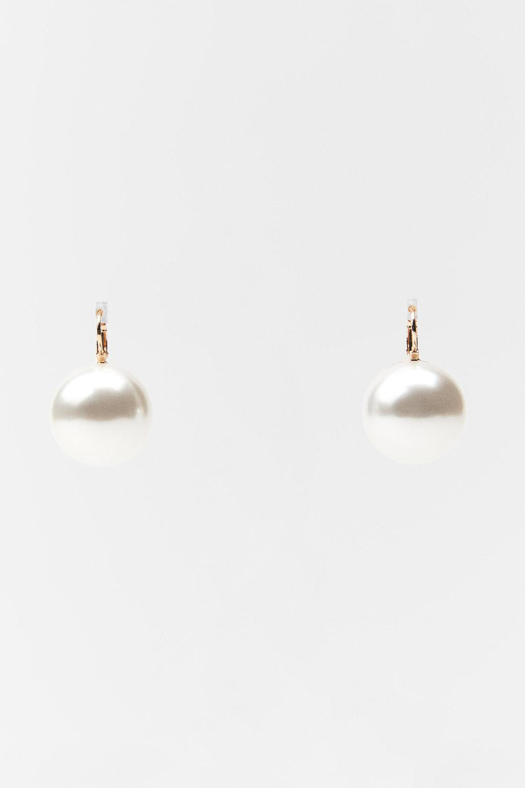 LARGE FAUX PEARL EARRINGS - Zara фото 2
