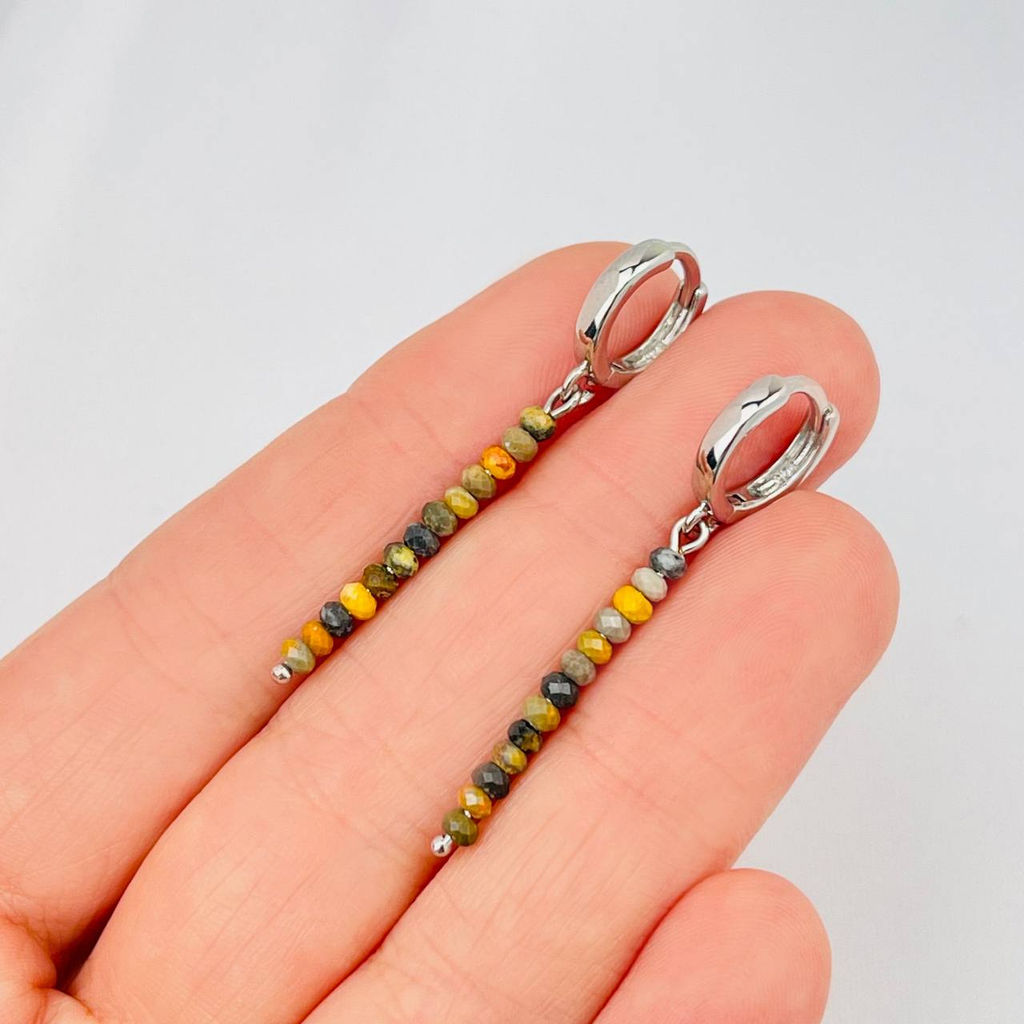 Серьги длинные из пчелиной Яшмы