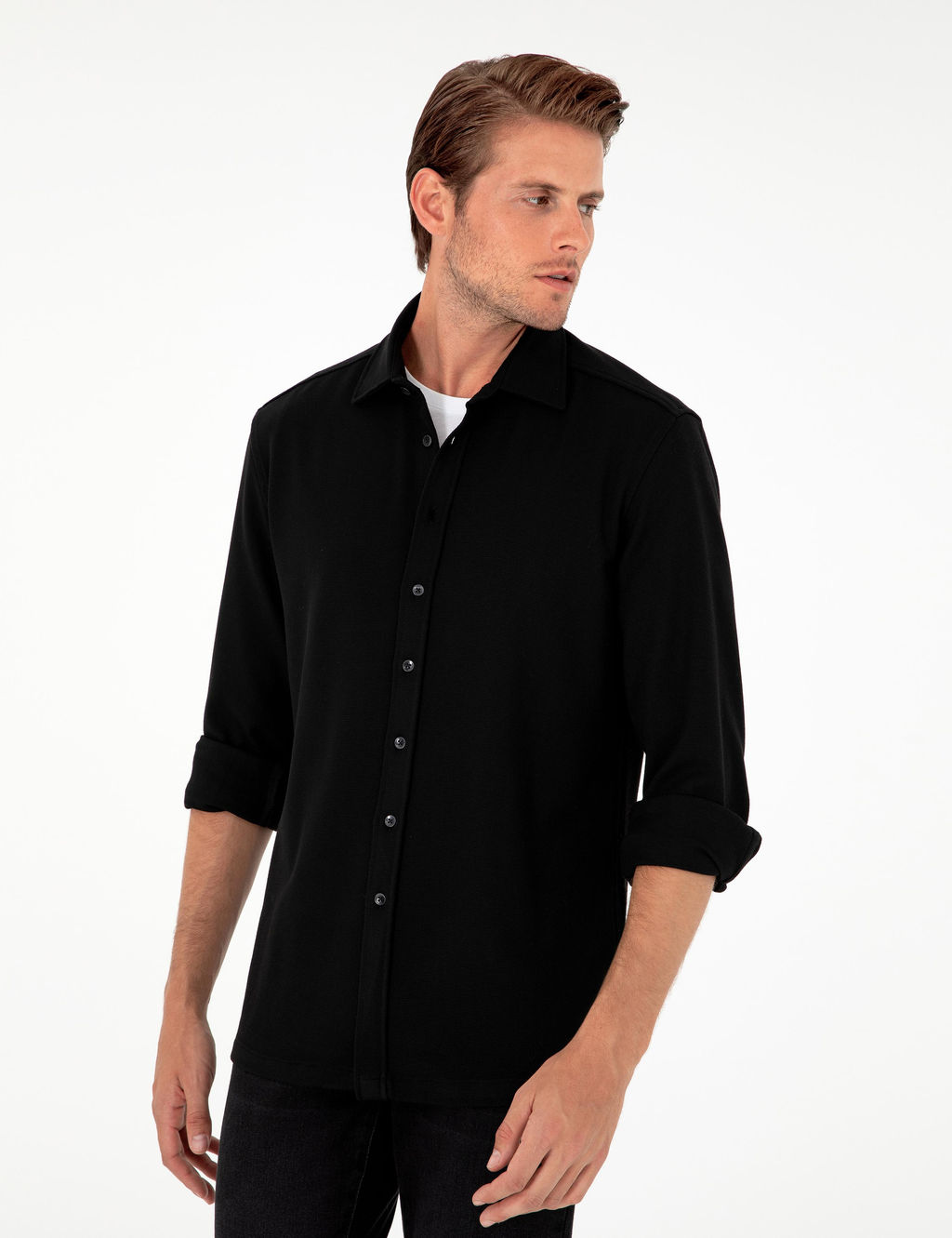 Siyah Regular Fit Uzun Kollu G_mlek