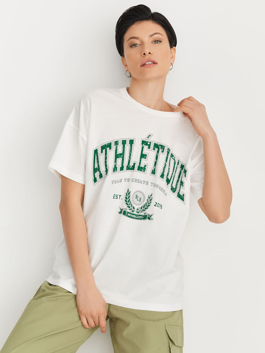 Женская футболка оверсайз ATHLETIQUE из хлопка - NEVERLATE фото 4