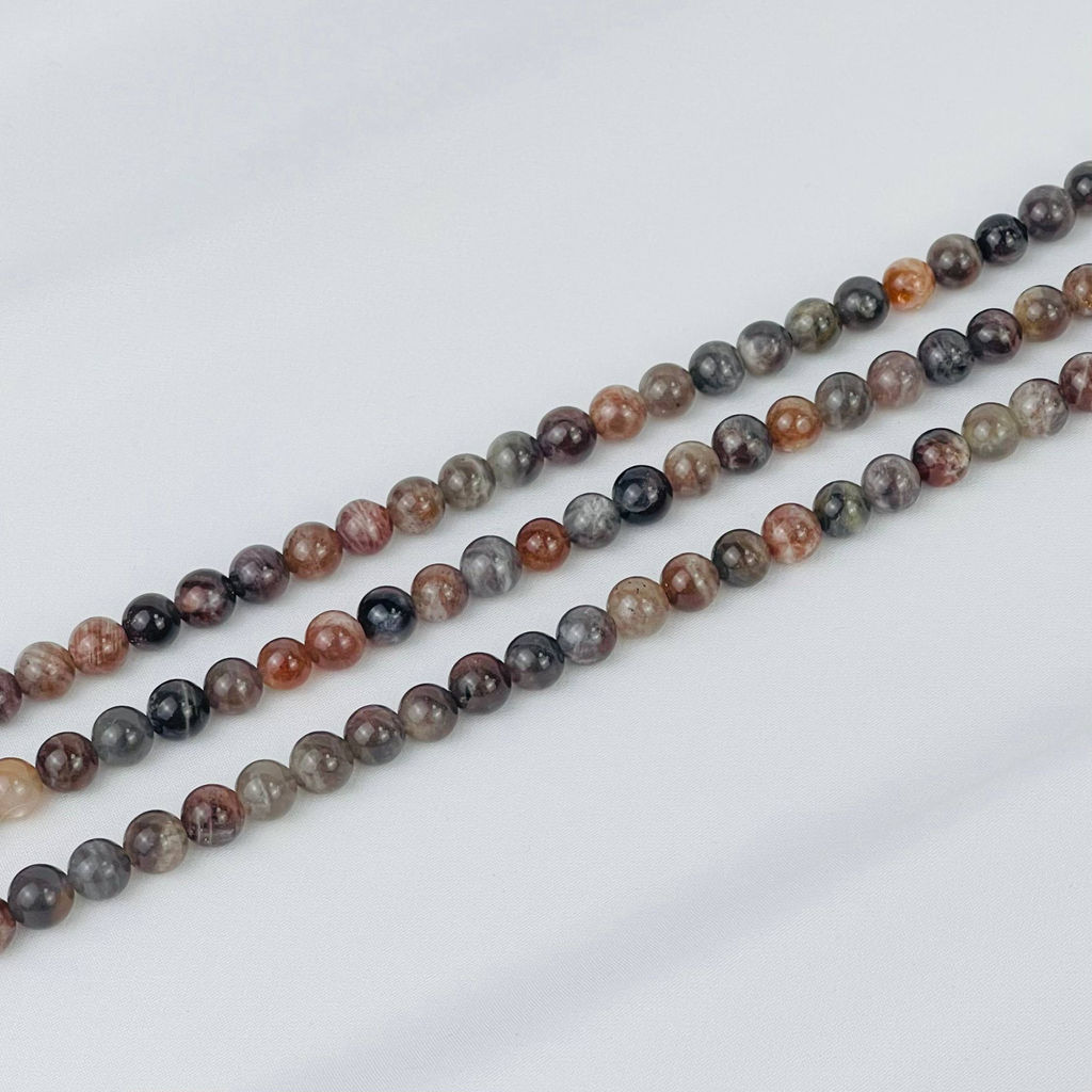 Бусины для украшений из Лунного и Солнечного камня (54 бусины) 38 см