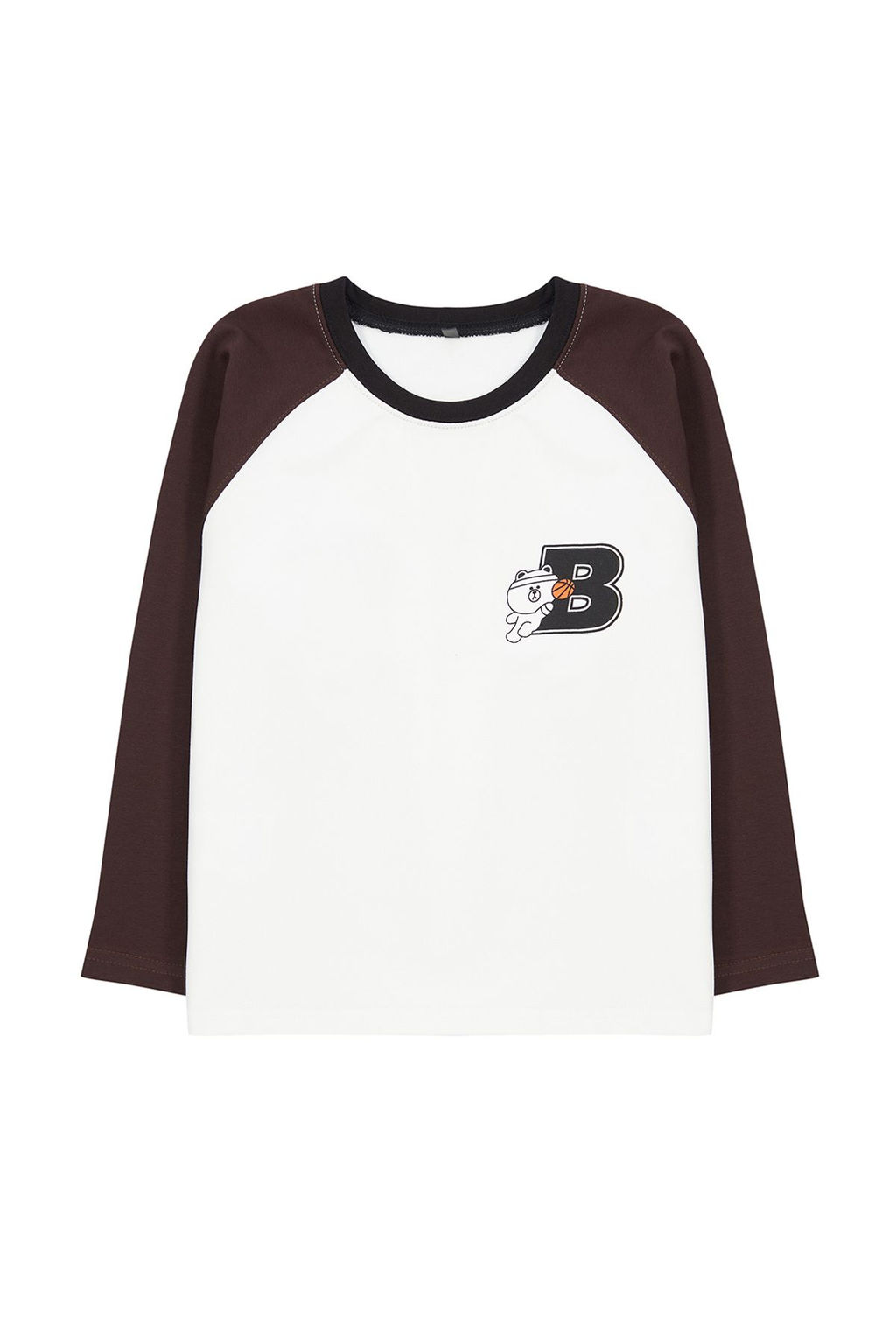 Ekru Erkek Cocuk Mevsimlik-Ince Renk Bloklu Bisiklet Yaka Orme Sweatshirt TKDAW25SW00005