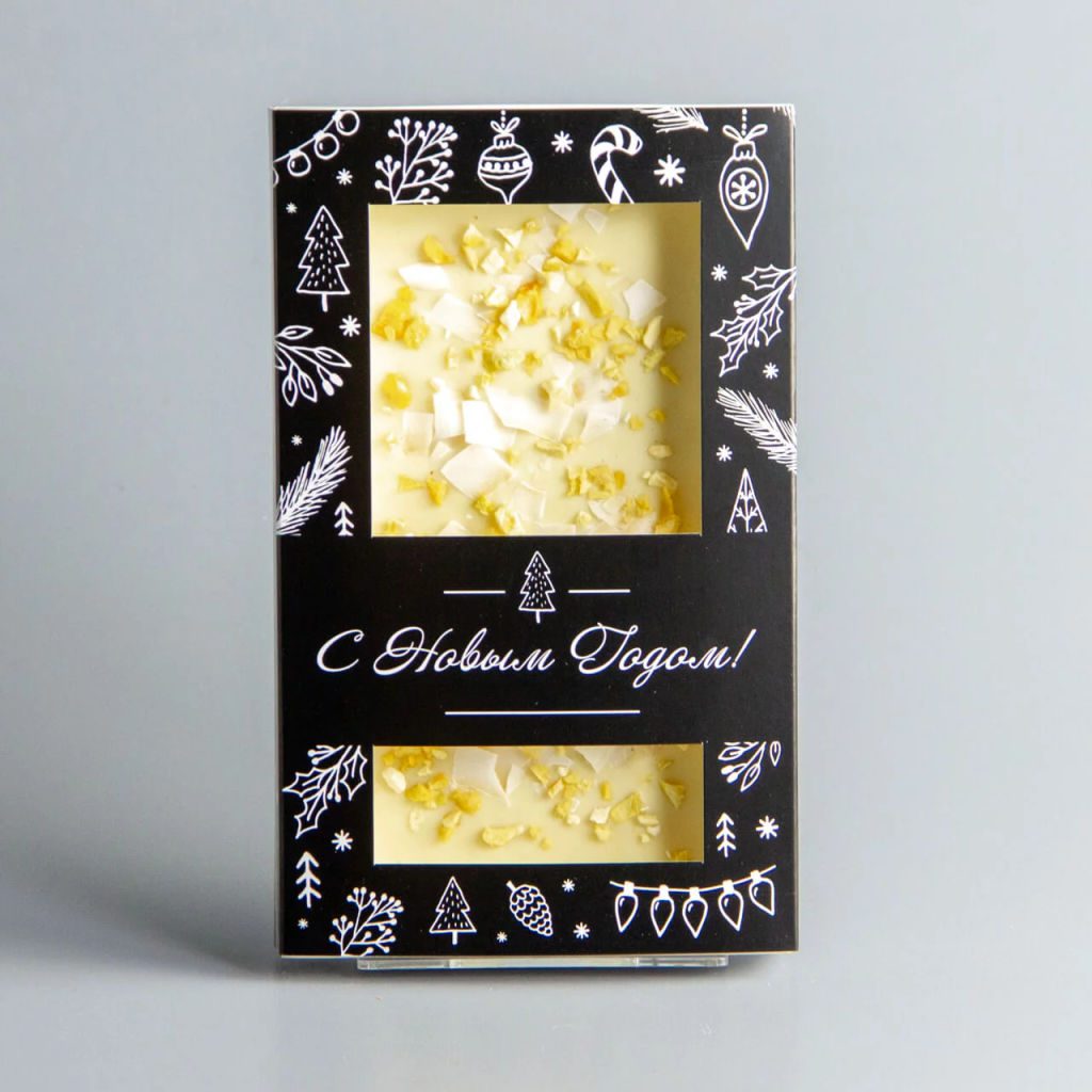 БЕЛЫЙ ШОКОЛАД С МАНГО И КОКОСОМ, НОВОГОДНЯЯ КОРОБОЧКА #1