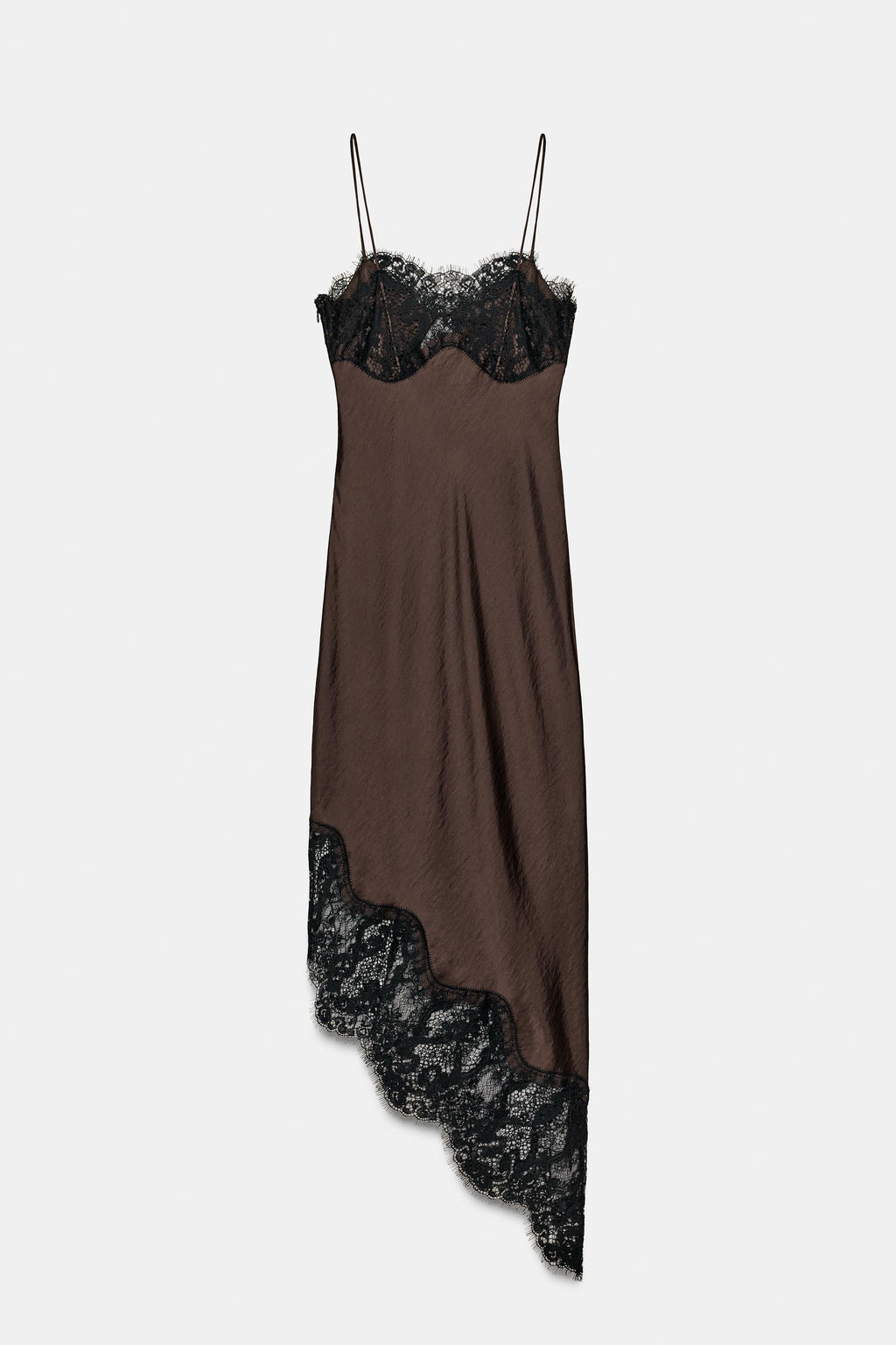 ZW COLLECTION ASYMMETRIC SATIN LACE DRESS - Zara фото 8