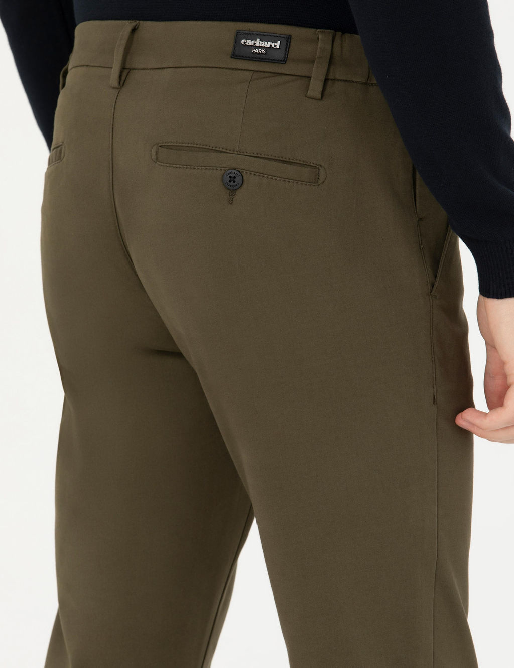 Темно-хаки - парусиновые брюки с эластичным поясом - Cacharel фото 7