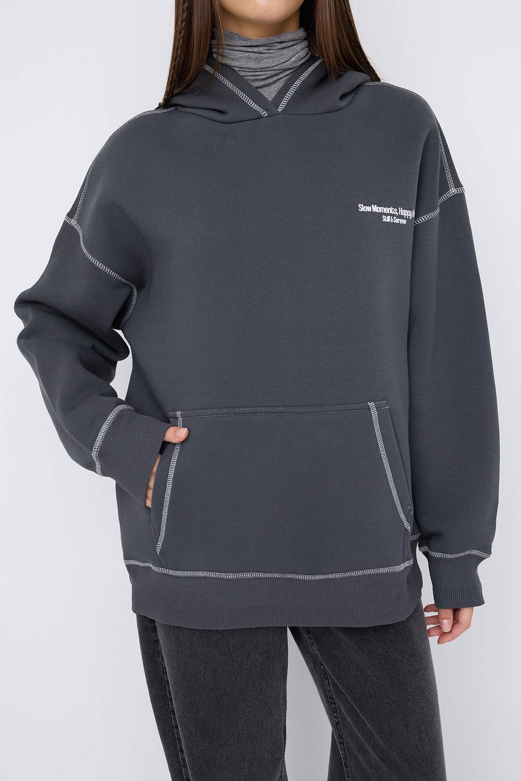 Teen Antrasit Orme Sweatshirt TWOAW26SW00173 - Trendyolmilla фото 6