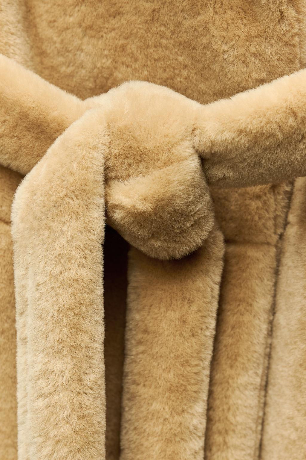 ZW COLLECTION BELTED FAUX FUR COAT - Zara фото 11