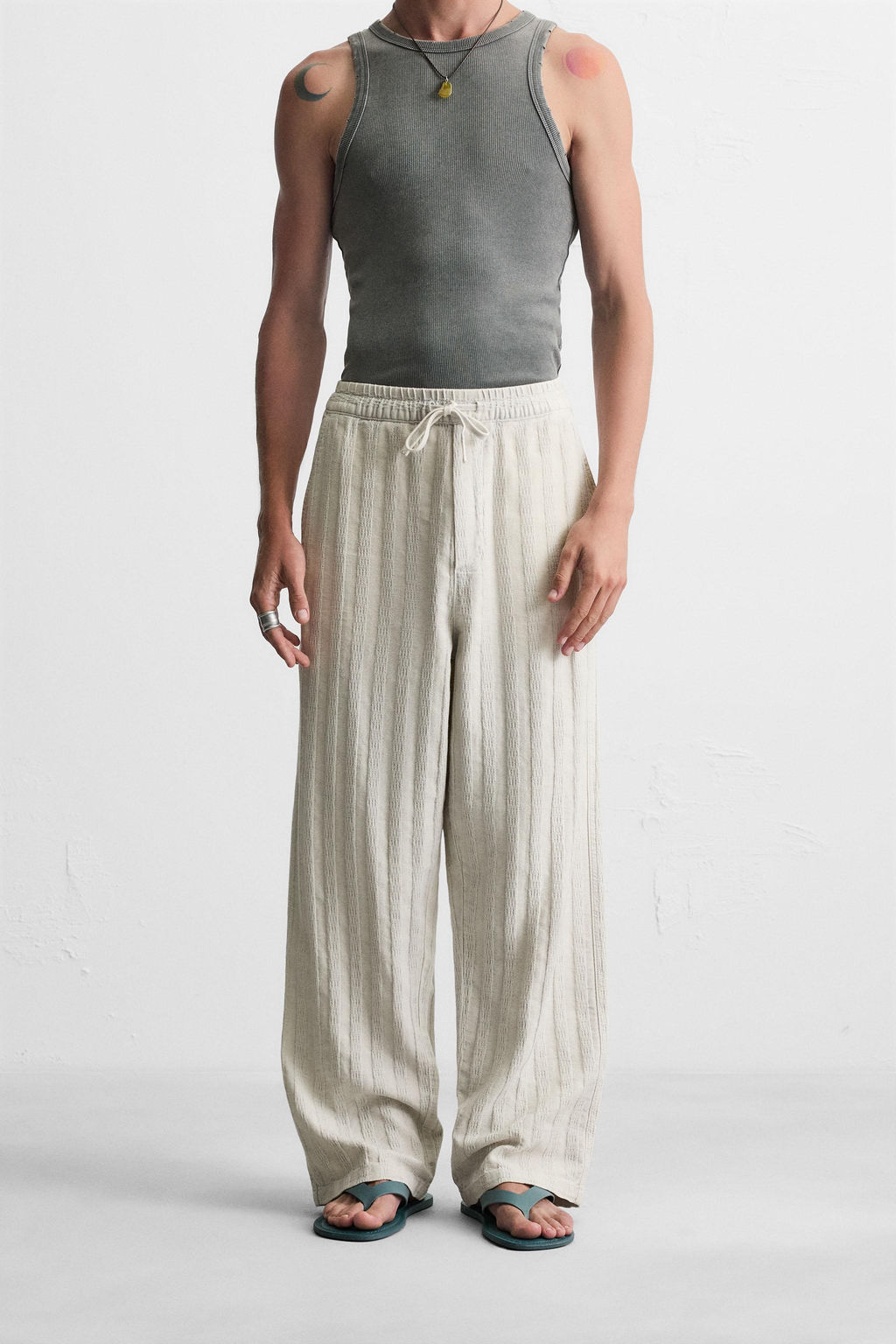 RELAXED FIT JACQUARD TROUSERS - Zara фото 2