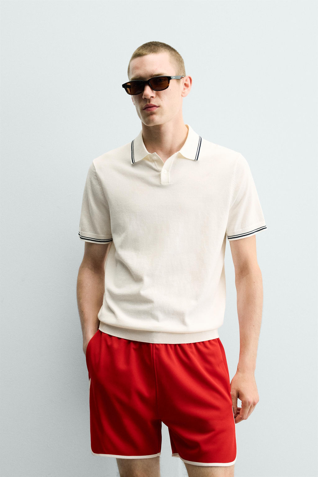 POLO PUNTO REGULAR FIT CONTRASTE / Blanco - Zara фото 2
